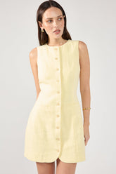 Lemon High-Neck Linen Mini Dress